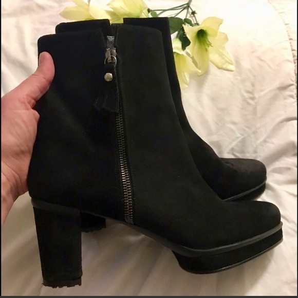 Stuart Weitzman Shoes - stuart weitzman black suede platform boots